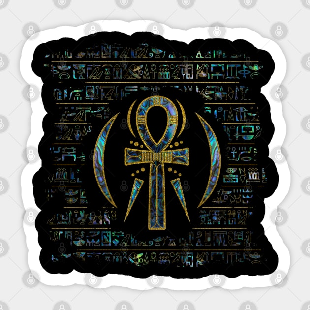 Abalone Shell Egyptian Ankh Cross Sticker by Nartissima